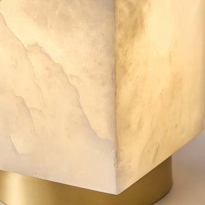 Alabaster Square Ceiling Light - Natural Mineral Vein Macro Detail Gold Base Trim | HoaiLamp