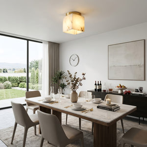Alabaster Square Ceiling Light - Minimalist Marble Table Bistro Courtyard Vista | HoaiLamp