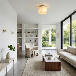 Alabaster Square Ceiling Light - Scandinavian Living Room Built In Bookshelf Suite | HoaiLamp