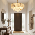 Alabaster Tiered Round Chandelier - Grand Foyer Entryway Luxury Statement Light | HoaiLamp