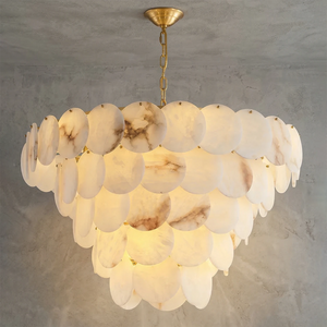 Alabaster Tiered Round Chandelier - Gray Wall Studio 5-Tier Tapered Tiered Shadow | HoaiLamp
