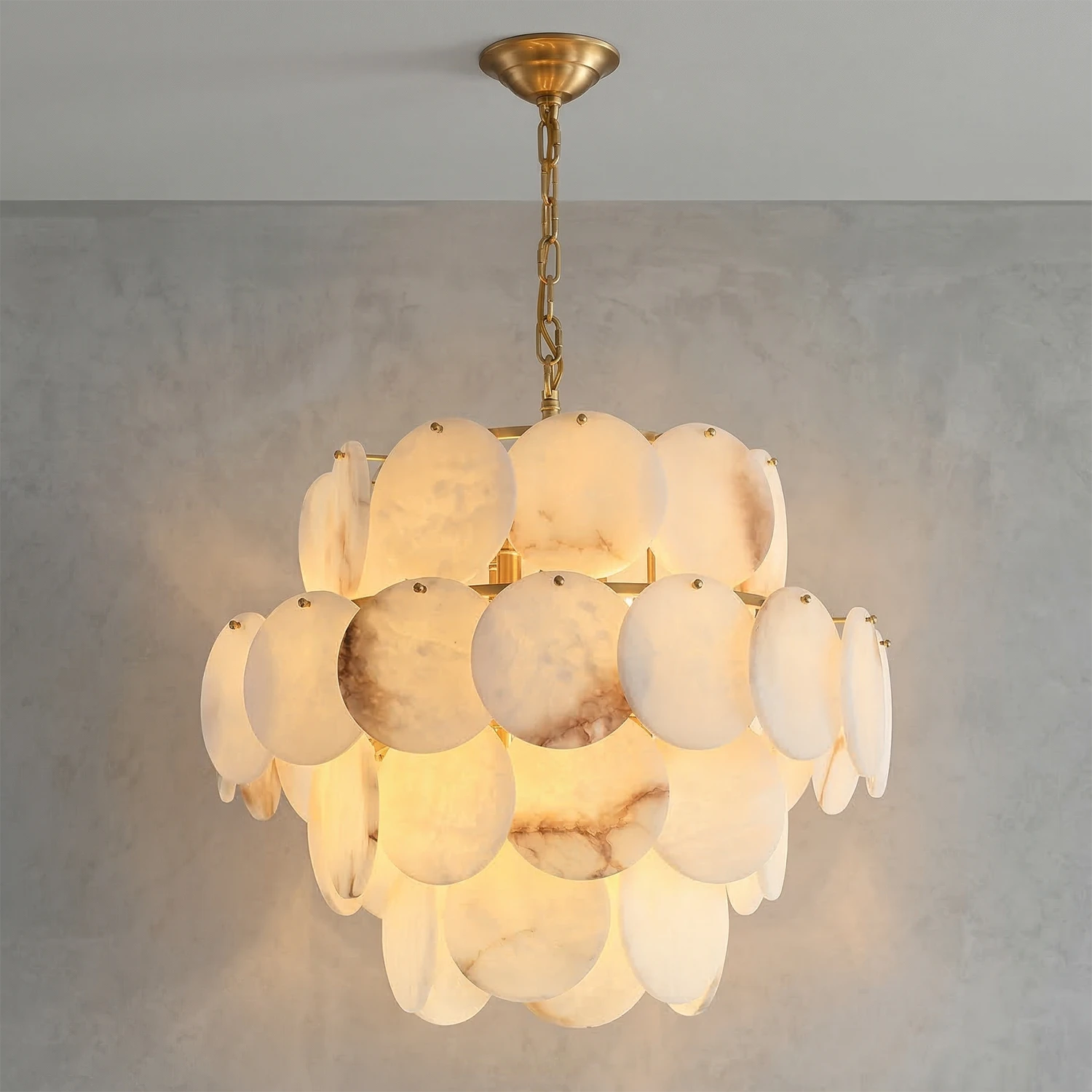 Alabaster Tiered Round Chandelier - Gray Wall Studio Large 4-Tier Elegant Radiance | HoaiLamp