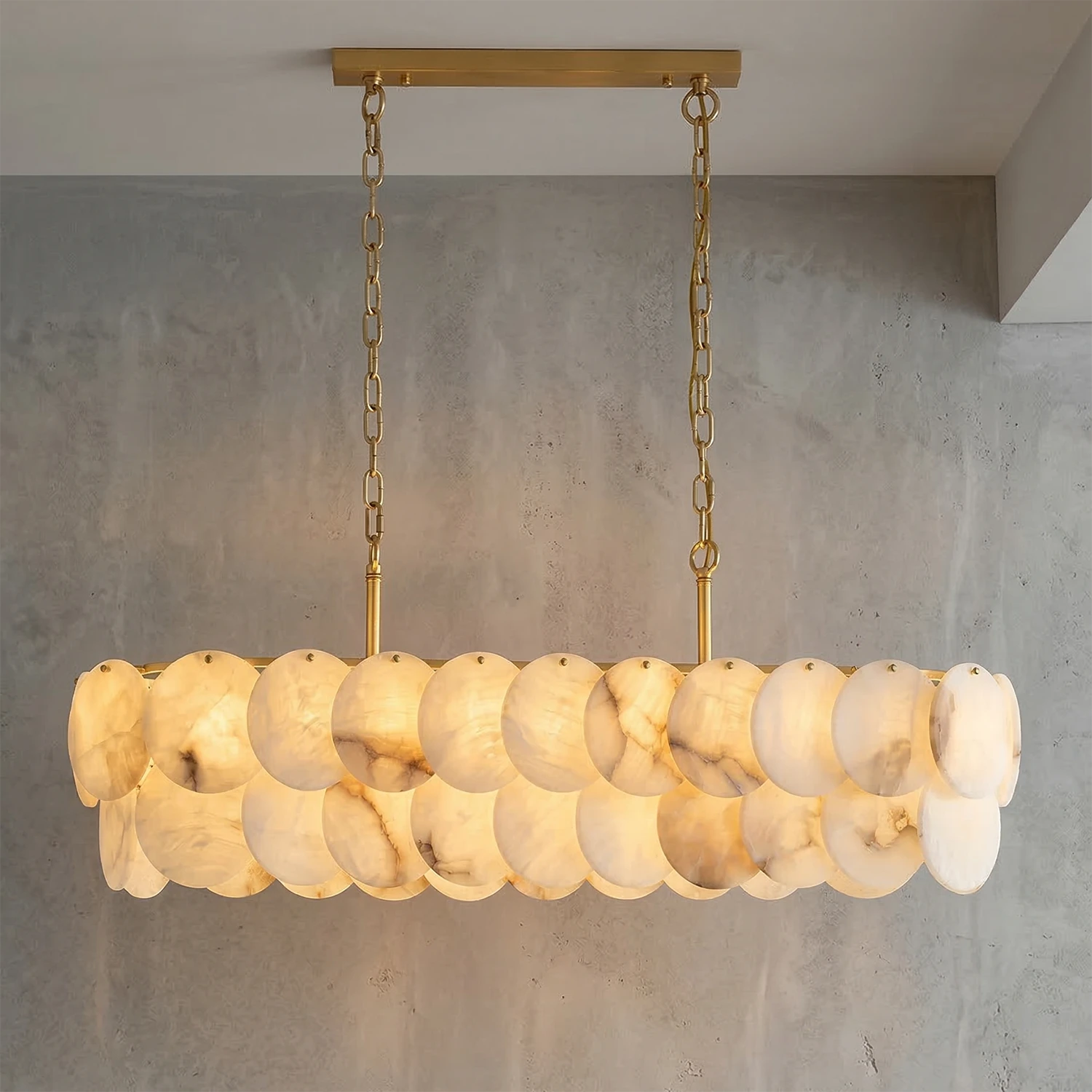 Alabaster Tiered Round Chandelier - Gray Wall Studio Linear Island Pendant Illumination | HoaiLamp