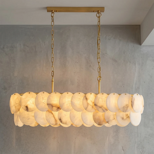 Alabaster Tiered Round Chandelier - Gray Wall Studio Linear Island Pendant Illumination | HoaiLamp
