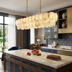 Alabaster Tiered Round Chandelier - Luxury Kitchen Island Statement Lighting | HoaiLamp