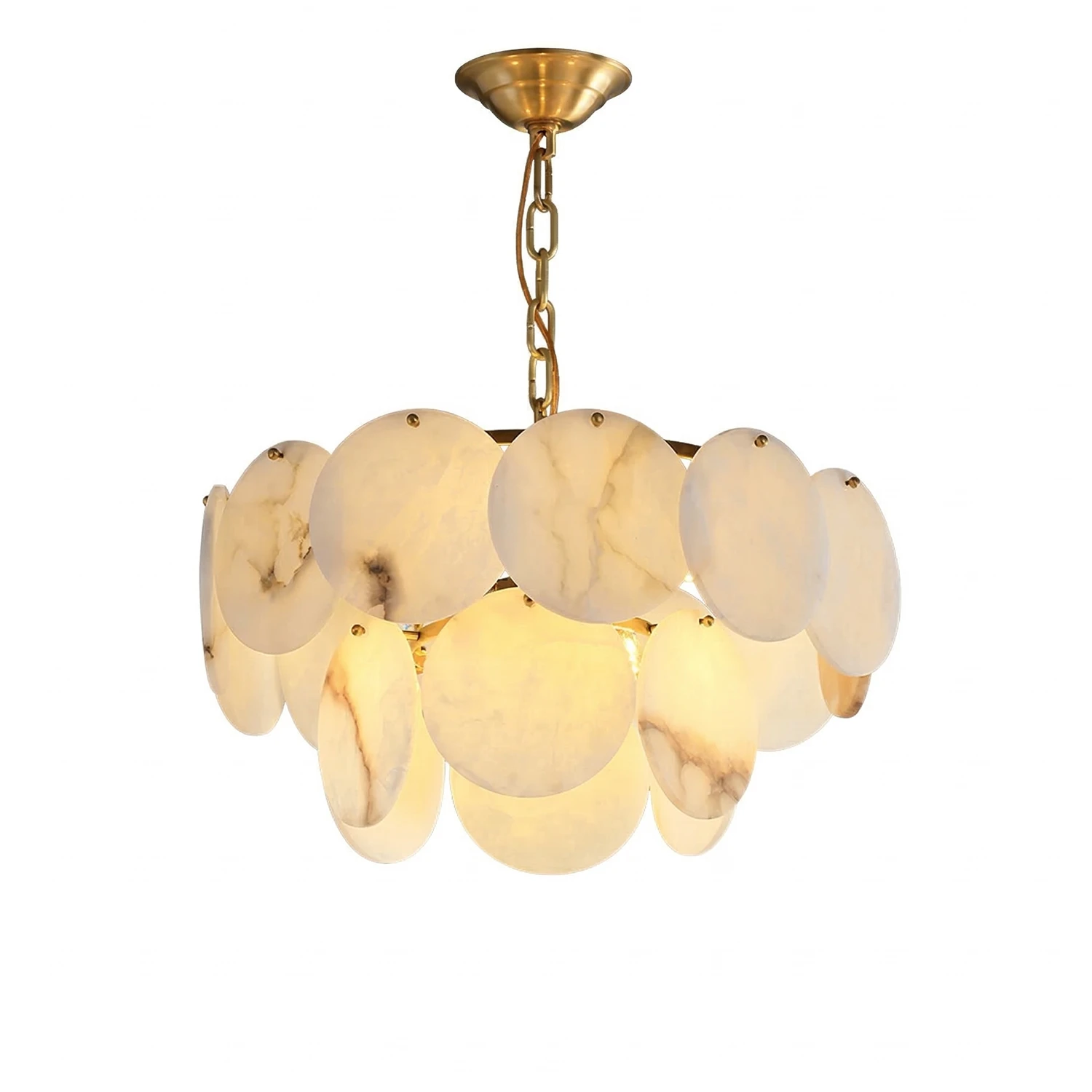 Alabaster Tiered Round Chandelier - White Background 2-Tier Pendant Product | HoaiLamp