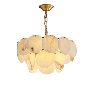 Alabaster Tiered Round Chandelier - White Background 2-Tier Pendant Product | HoaiLamp