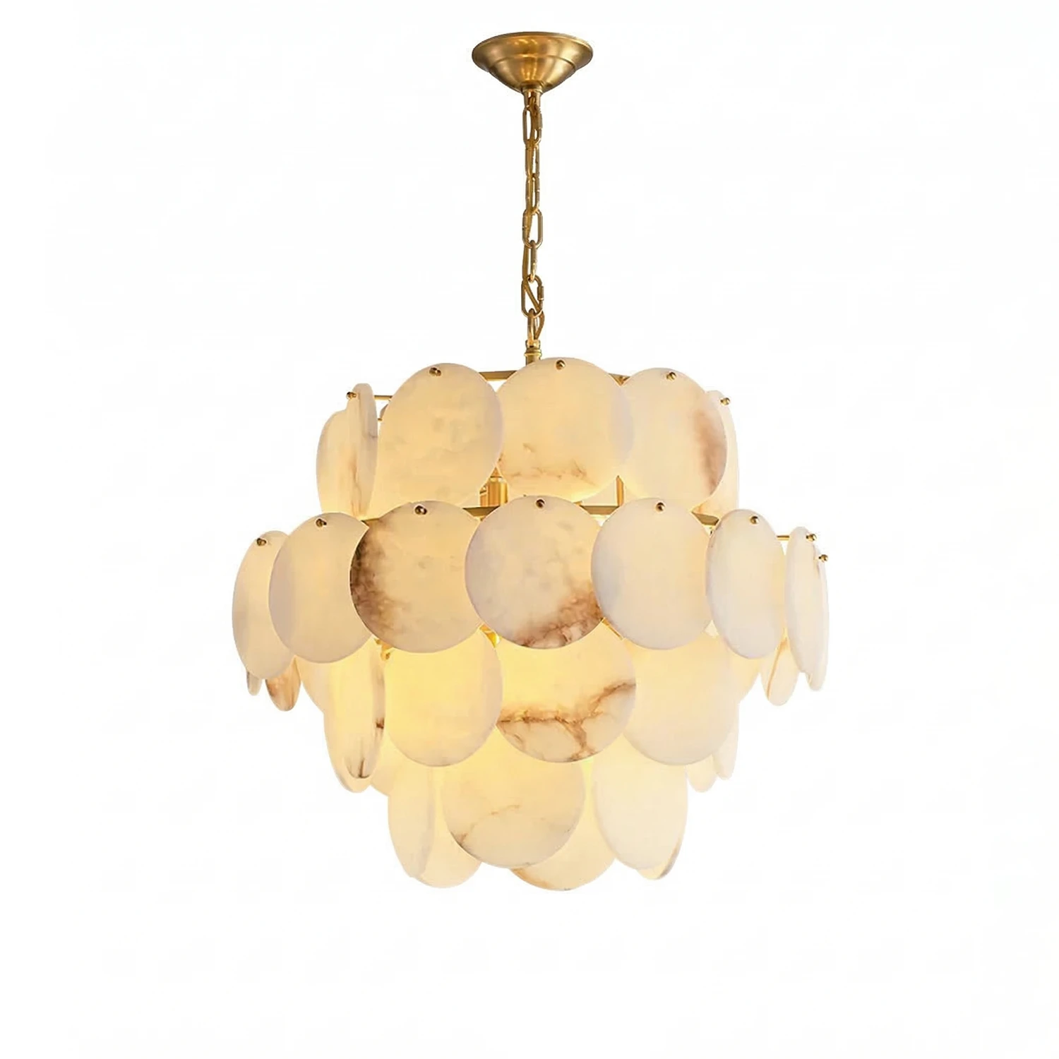 Alabaster Tiered Round Chandelier - White Background 4-Tier Ceiling Chandelier | HoaiLamp