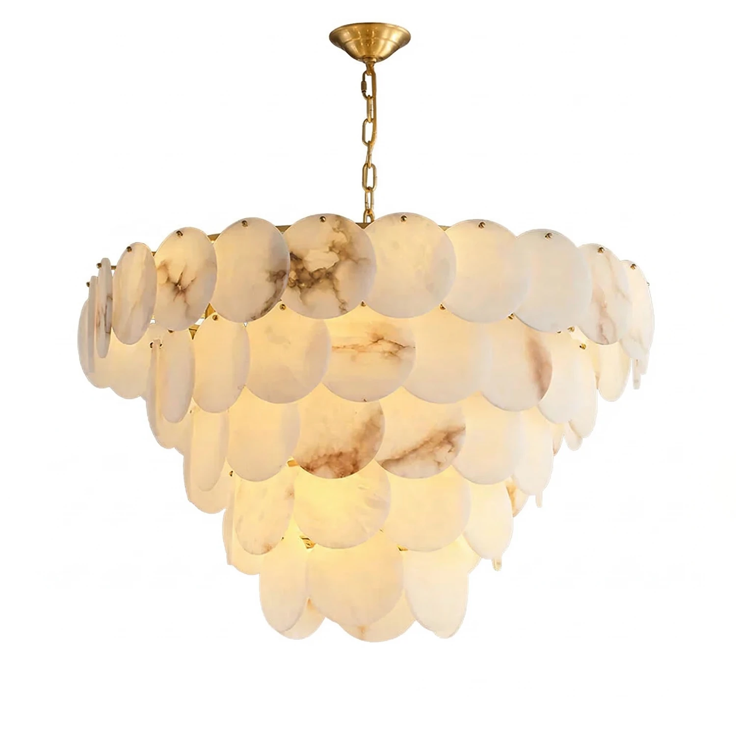Alabaster Tiered Round Chandelier - White Background 5-Tier Tapered Cascade Light | HoaiLamp