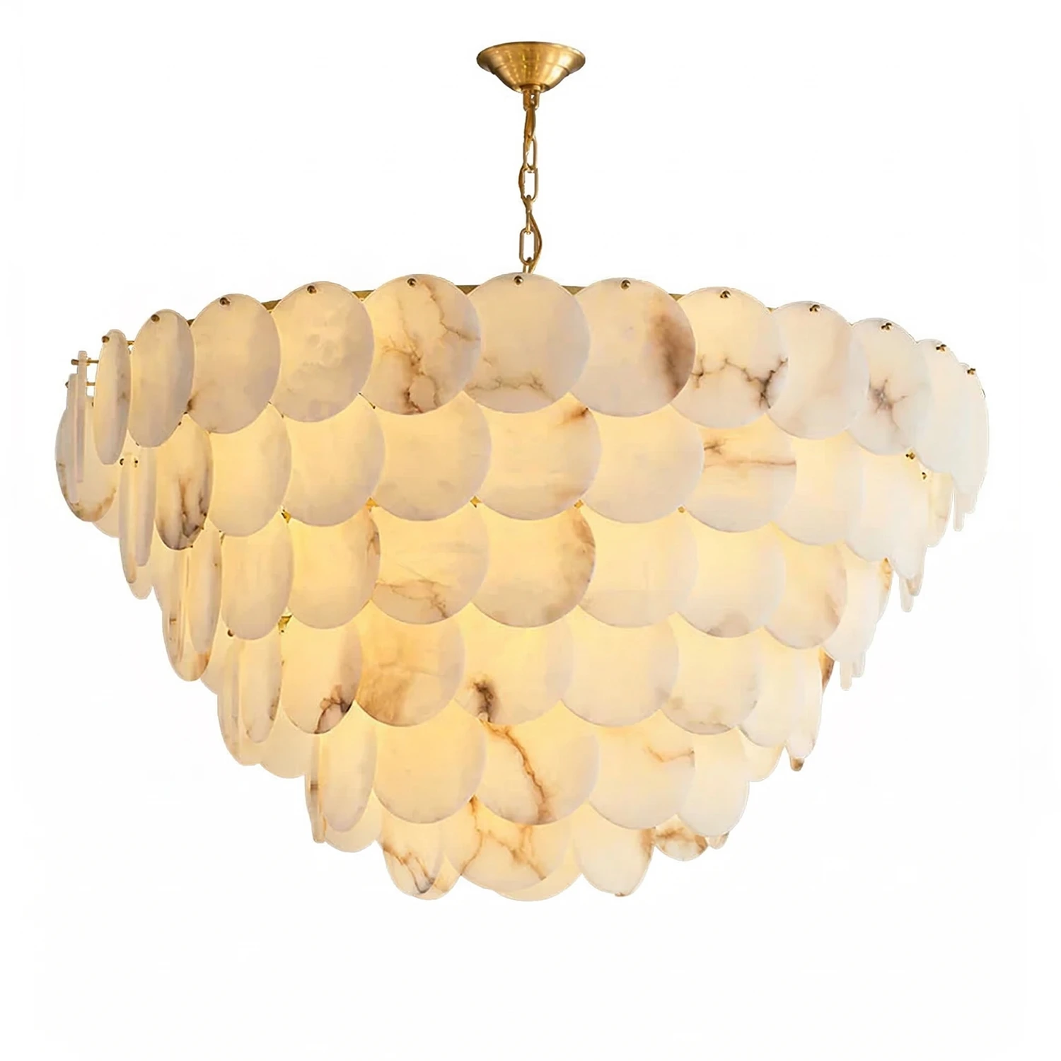 Alabaster Tiered Round Chandelier - White Background Extra Large 6-Tier Villa Light | HoaiLamp