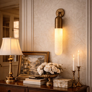 Alabaster Tube Wall Sconce - Elegant Console Table Vignette Classic Vintage Decor | HoaiLamp
