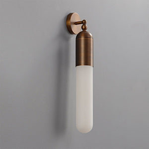 Alabaster Tube Wall Sconce - Studio Grey Background Angled Unlit Profile | HoaiLamp