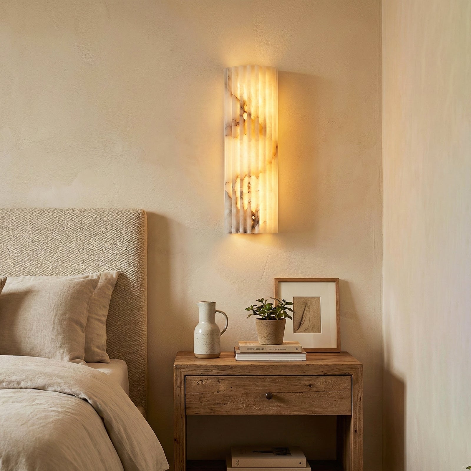 Alabaster Vertical Groove Wall Lamp