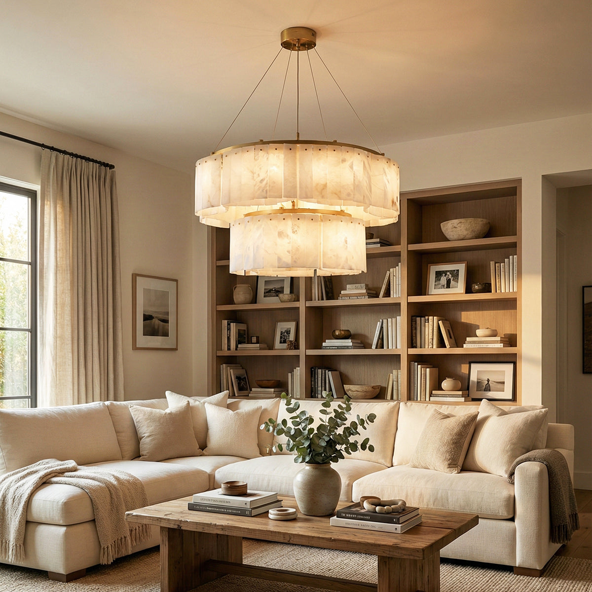 Alabaster Willamette Round Layered Chandelier