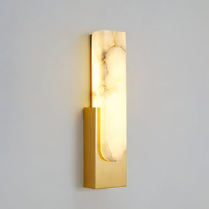 Alberta Brass Marble Wall Light - Standalone Brushed Gold Hardware Translucent Stone Vein | HoaiLamp