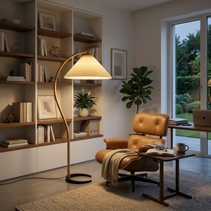 Arc Bentwood Floor Lamp - Retro Leather Chair Library Reading | HoaiLamp