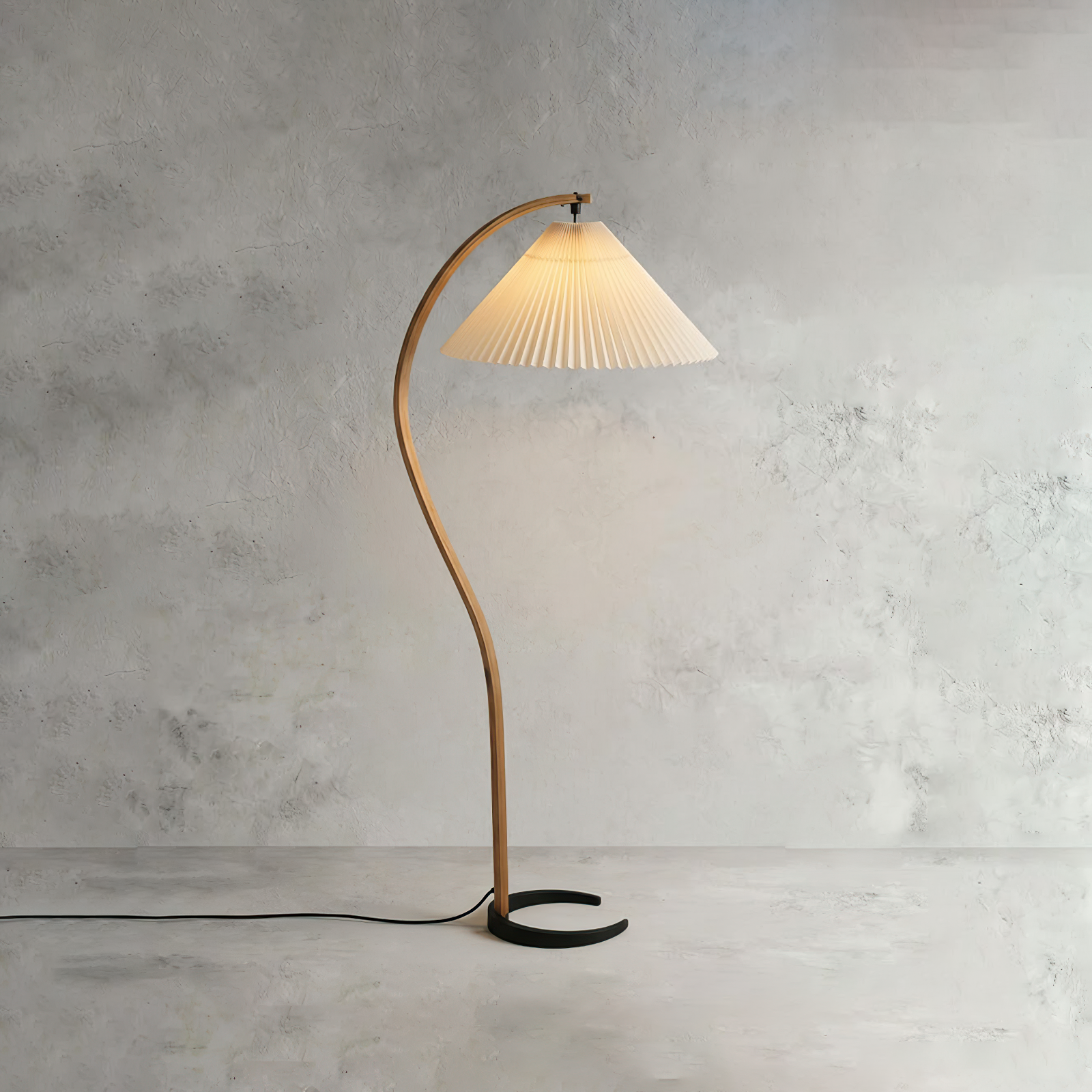 Arc Bentwood Floor Lamp - Minimalist Studio Textured Background | HoaiLamp