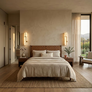 Ariel Modern Alabaster Column Sconce - Luxury Master Bedroom Bedside Symmetric Nightlight | HoaiLamp