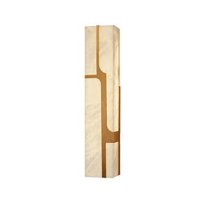 Ariel Modern Alabaster Column Sconce - White Background Geometric Asymmetric Metal Trim | HoaiLamp