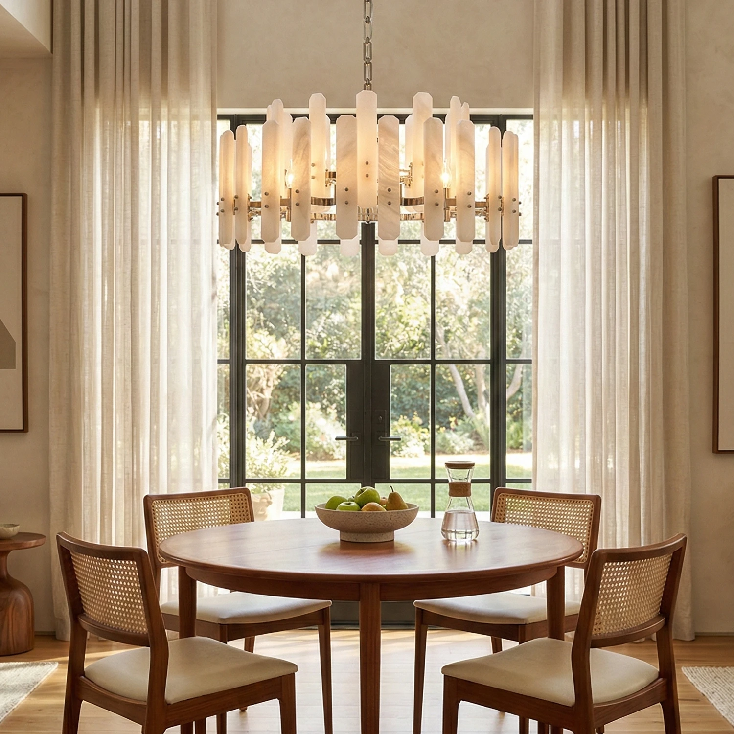 Artisanal Alabaster Large Chandelier - Contemporary Circular Dining Area | HoaiLamp