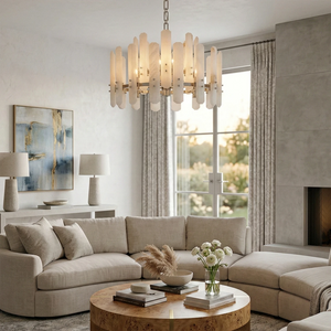Artisanal Alabaster Large Chandelier - Contemporary Open Concept Lounge | HoaiLamp