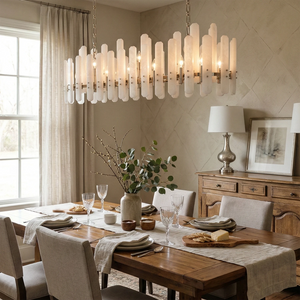 Artisanal Alabaster Large Chandelier - Cozy Cottage Dining Table | HoaiLamp