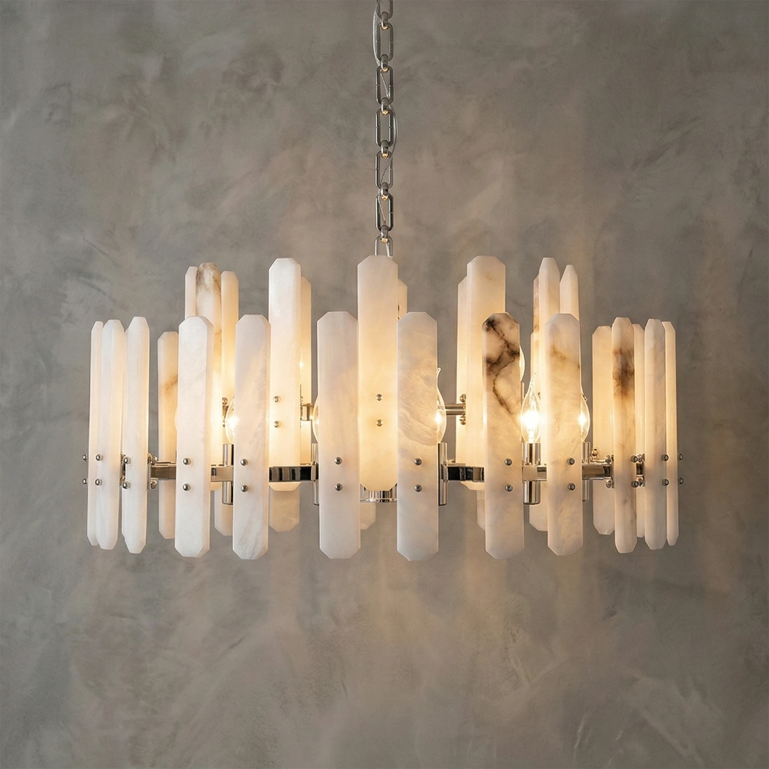 Artisanal Alabaster Large Chandelier - Magnificent Large Round Ceiling Statement | HoaiLamp