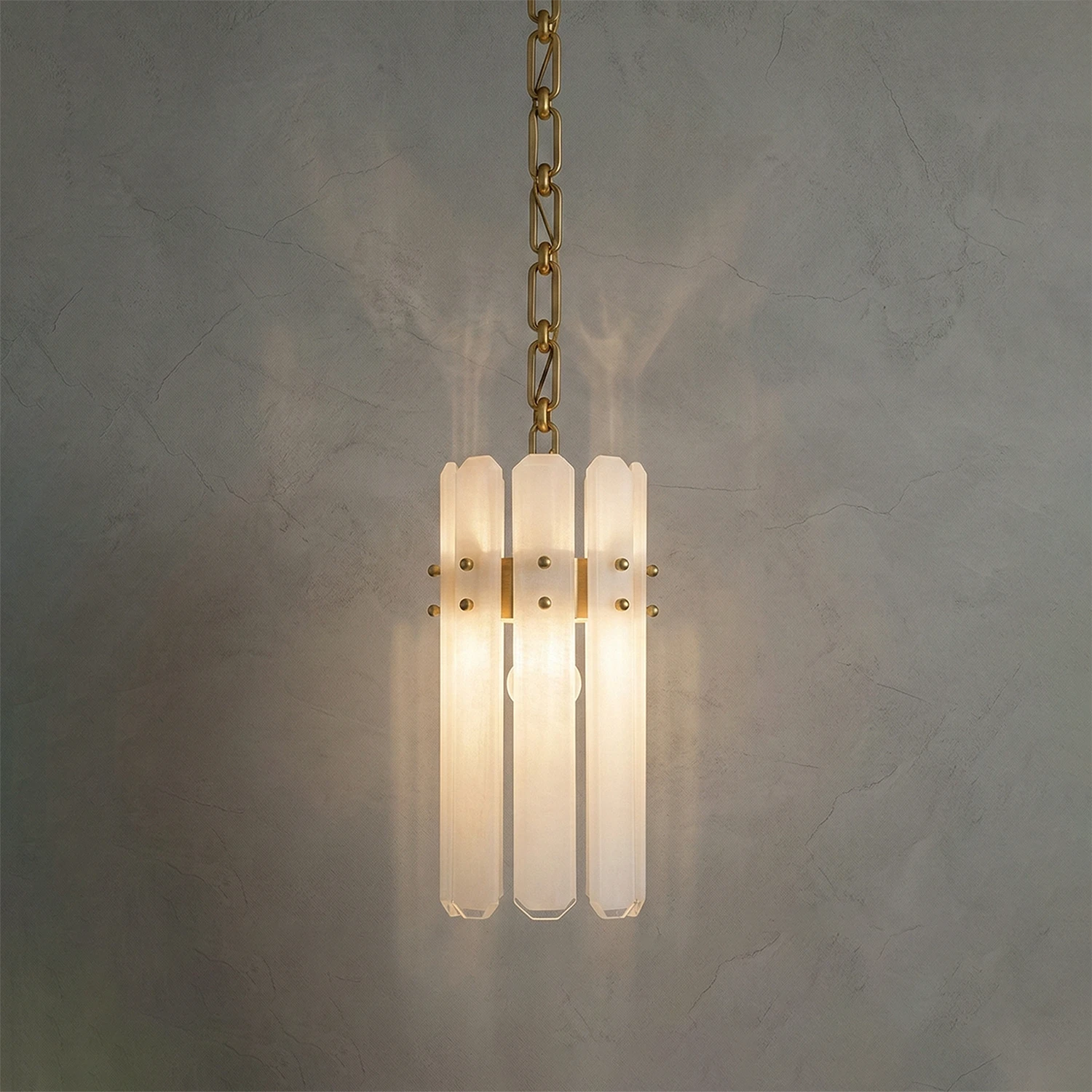 Artisanal Alabaster Large Chandelier - Single Cylinder Ambient Warm Glow | HoaiLamp