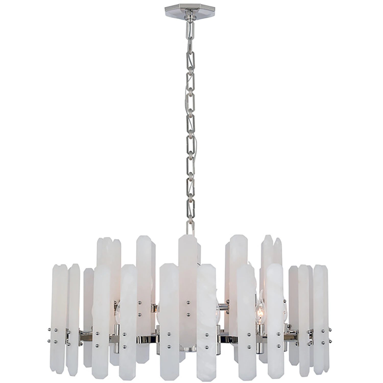 Artisanal Alabaster Large Chandelier - Studio Grand Round Silver Chassis | HoaiLamp