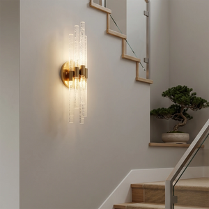 Artisanal Rippled Glass Wall Sconce - Contemporary Staircase Hallway Step Wall Mounted Lighting | HoaiLamp