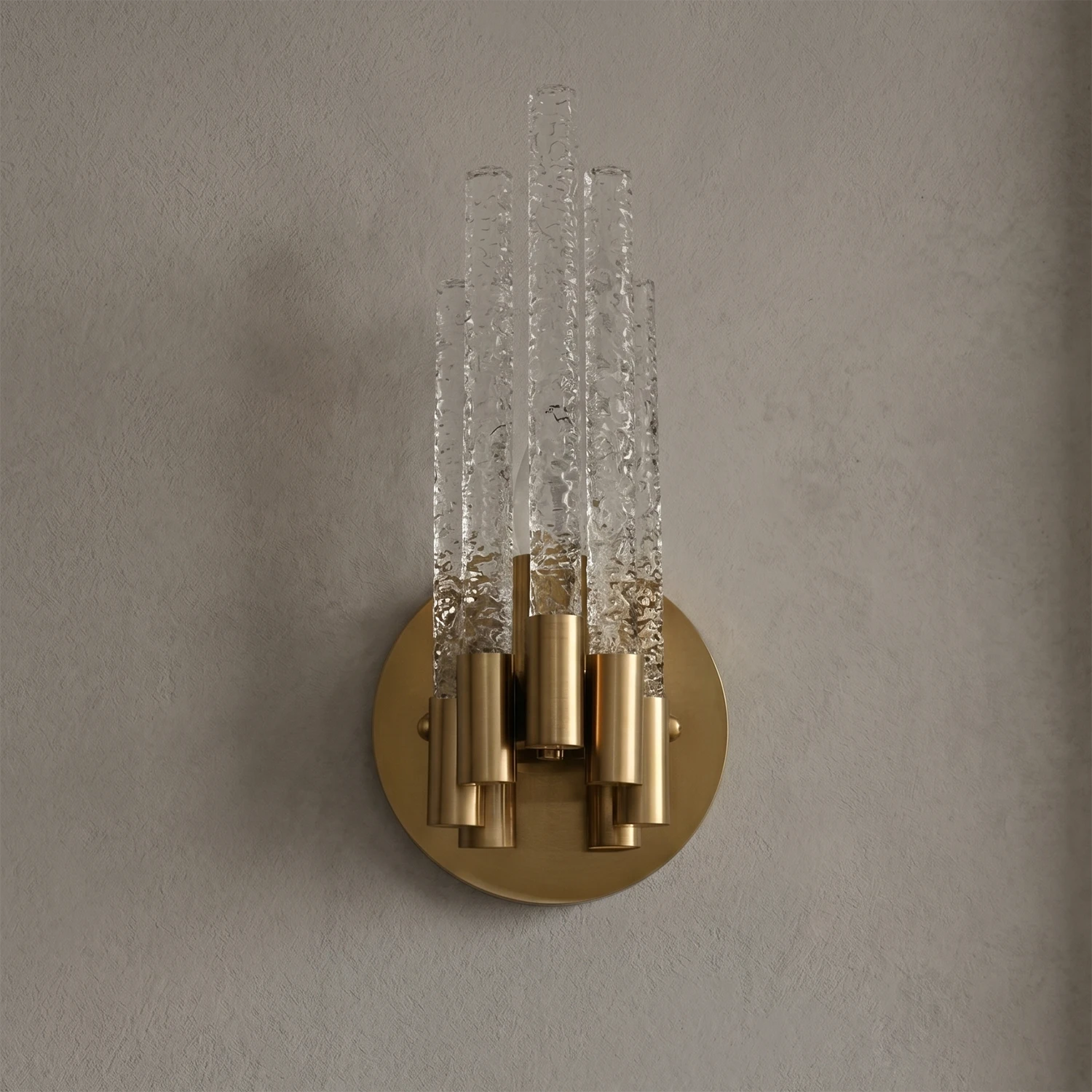 Artisanal Rippled Glass Wall Sconce - Studio Short Single Ended Variant Unlit Profile | HoaiLamp