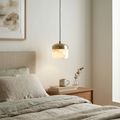 AstaVera Alabaster Pendant Light - Single Head Cozy Nordic Bedroom Bedside Nightstand | HoaiLamp