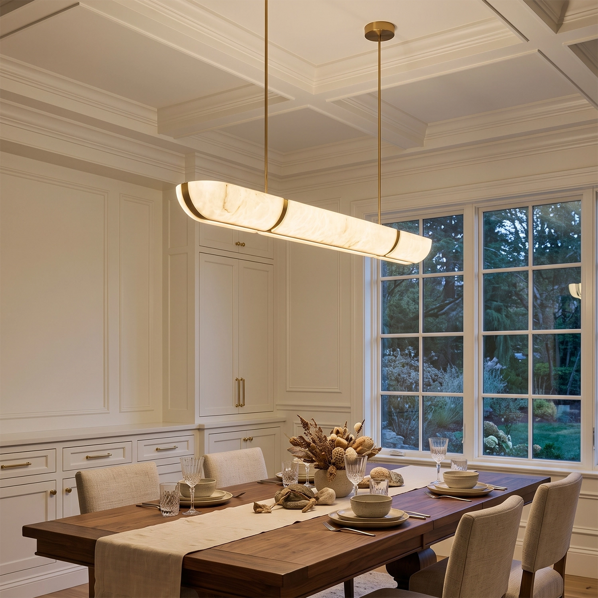 Astrelle Alabaster Linear Pendant Light - view 8 | Hoailamp