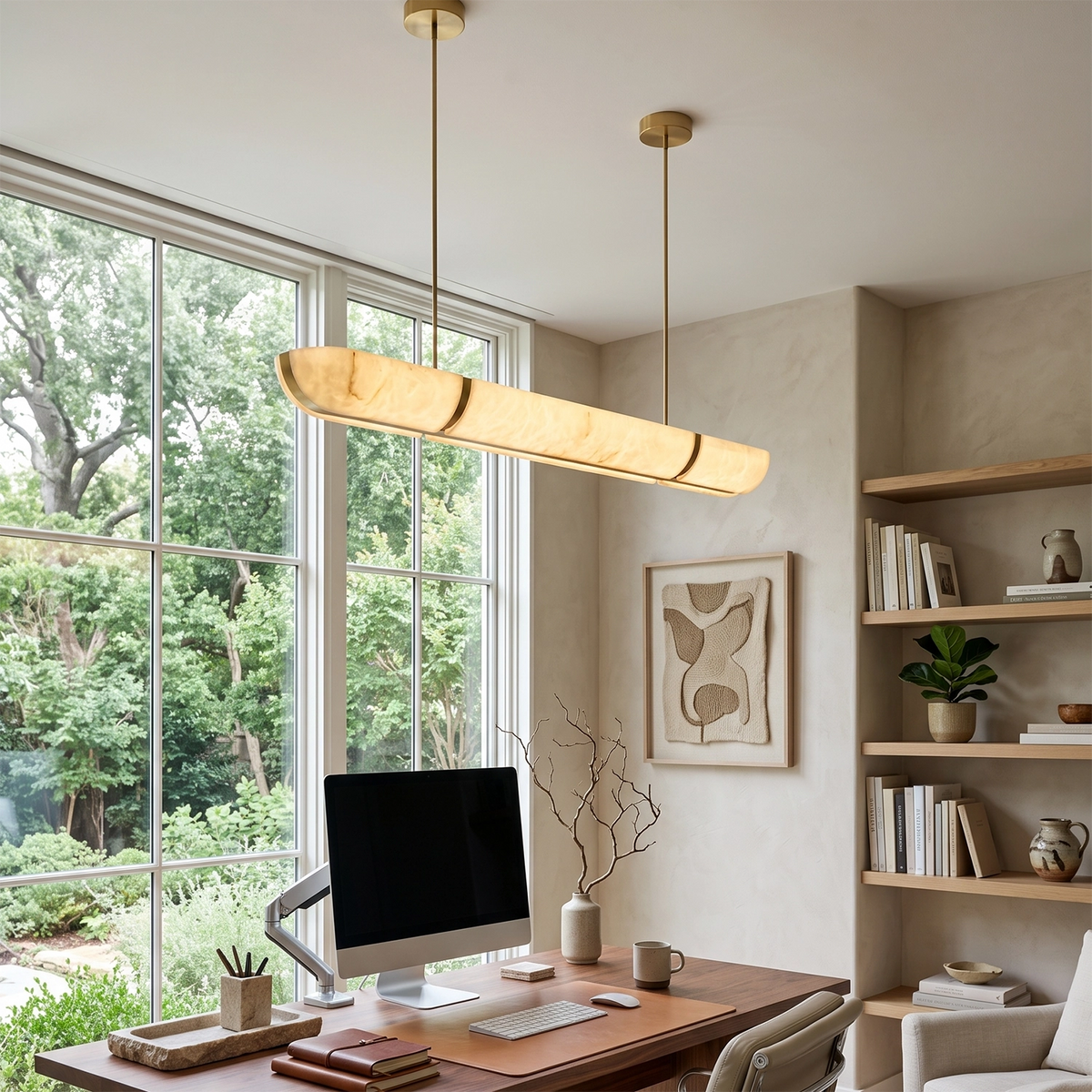 Astrelle Alabaster Linear Pendant Light - view 7 | Hoailamp