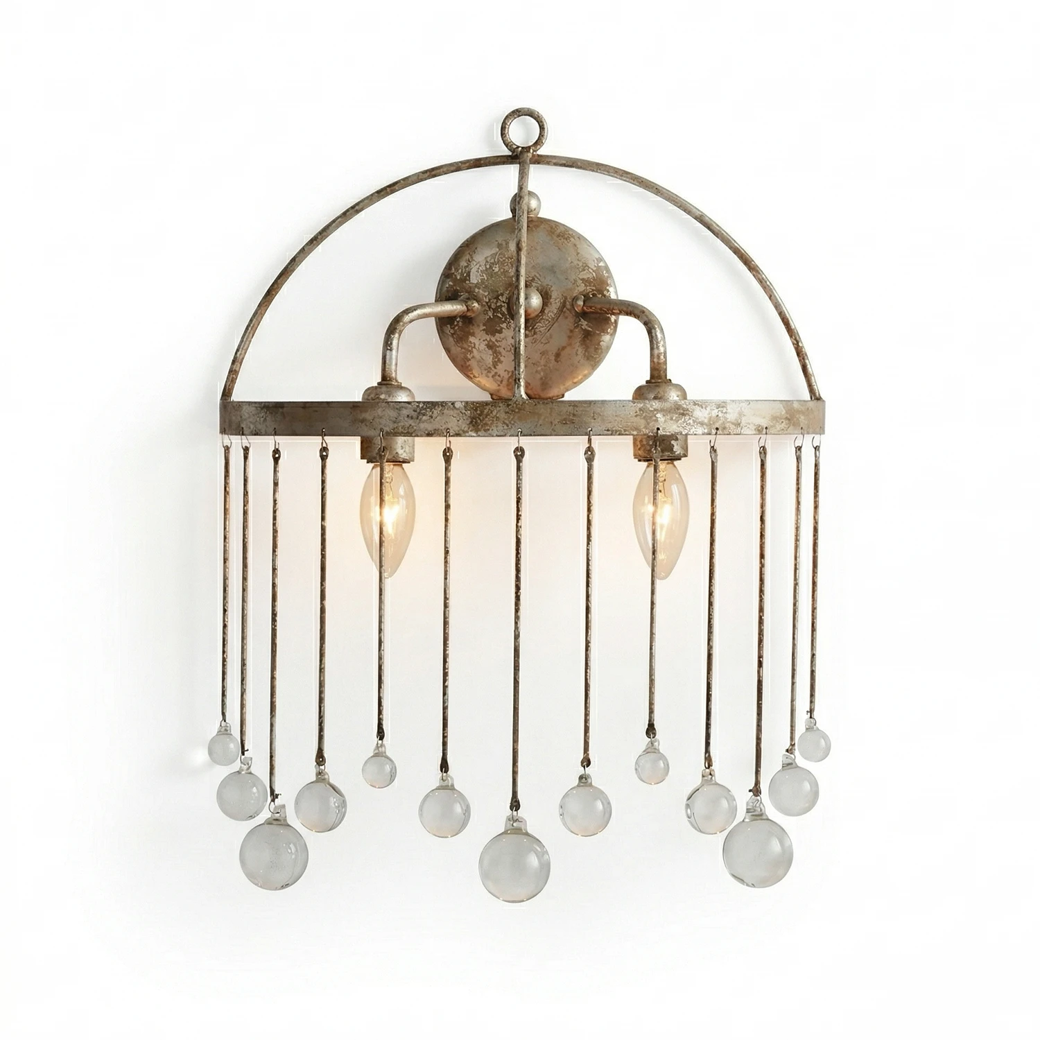 Aubreye 2-Light Sconce - Elegant Brass & Crystal Portrait | HoaiLamp