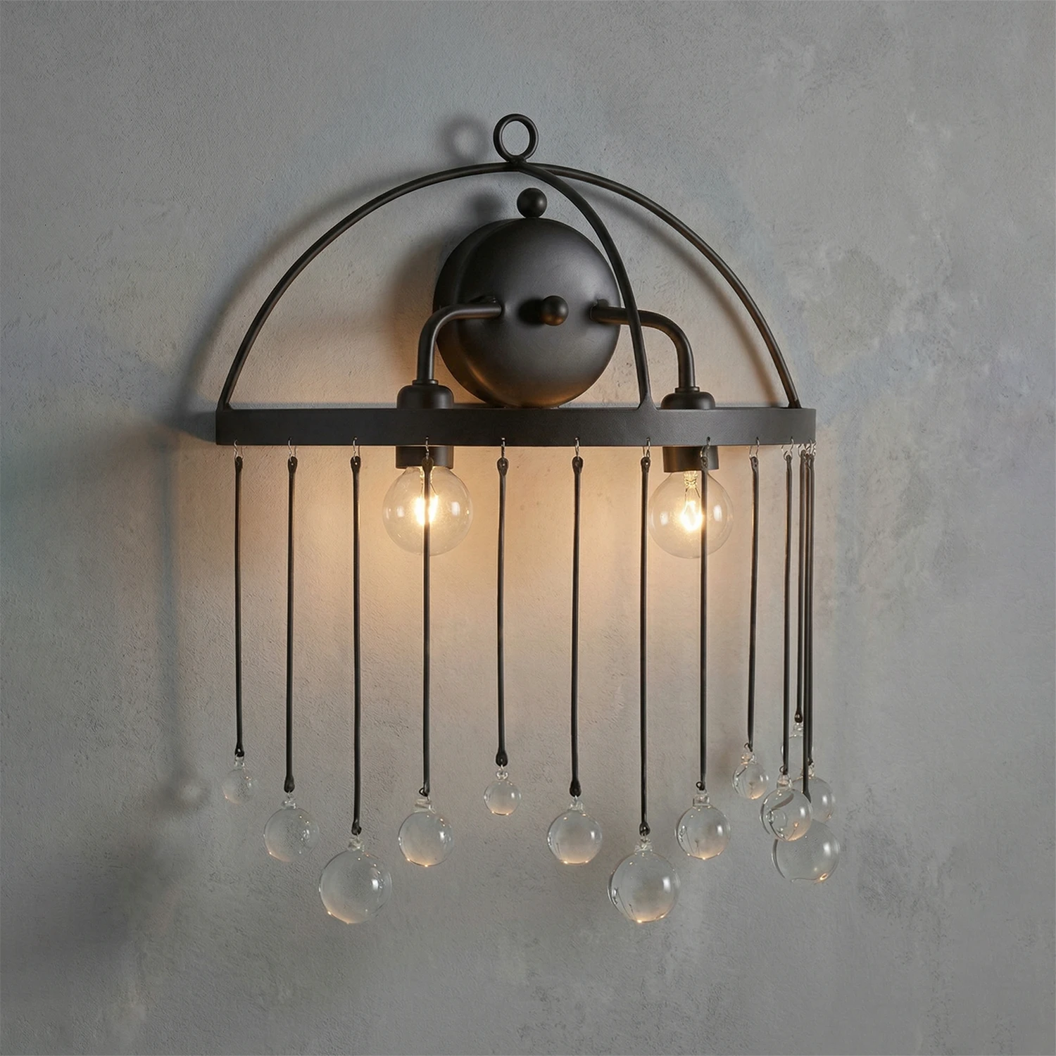 Aubreye 2-Light Sconce - Midnight Industrial Mood 
 | HoaiLamp