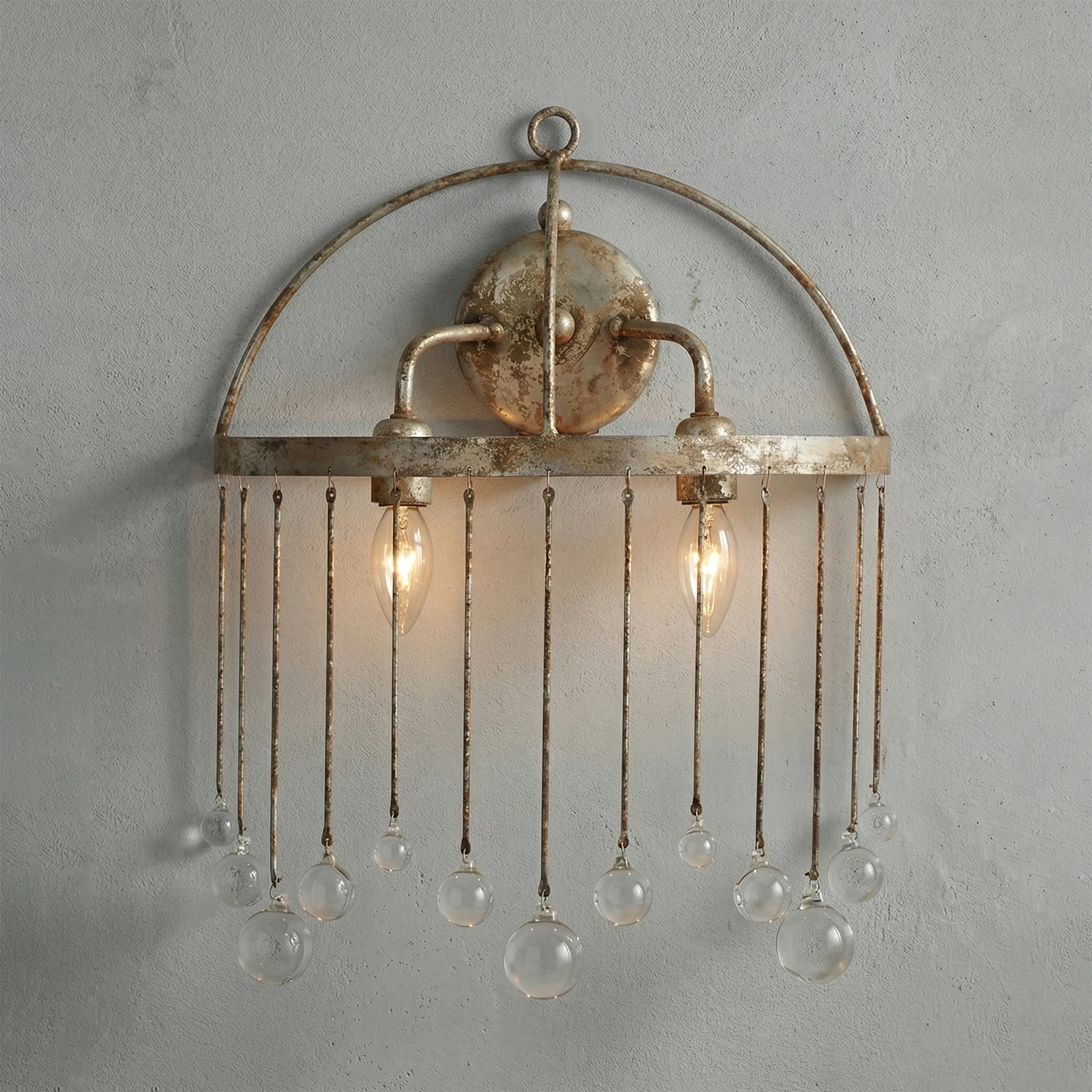 Aubreye 2-Light Sconce - Golden Amber Stucco Ambiance | HoaiLamp