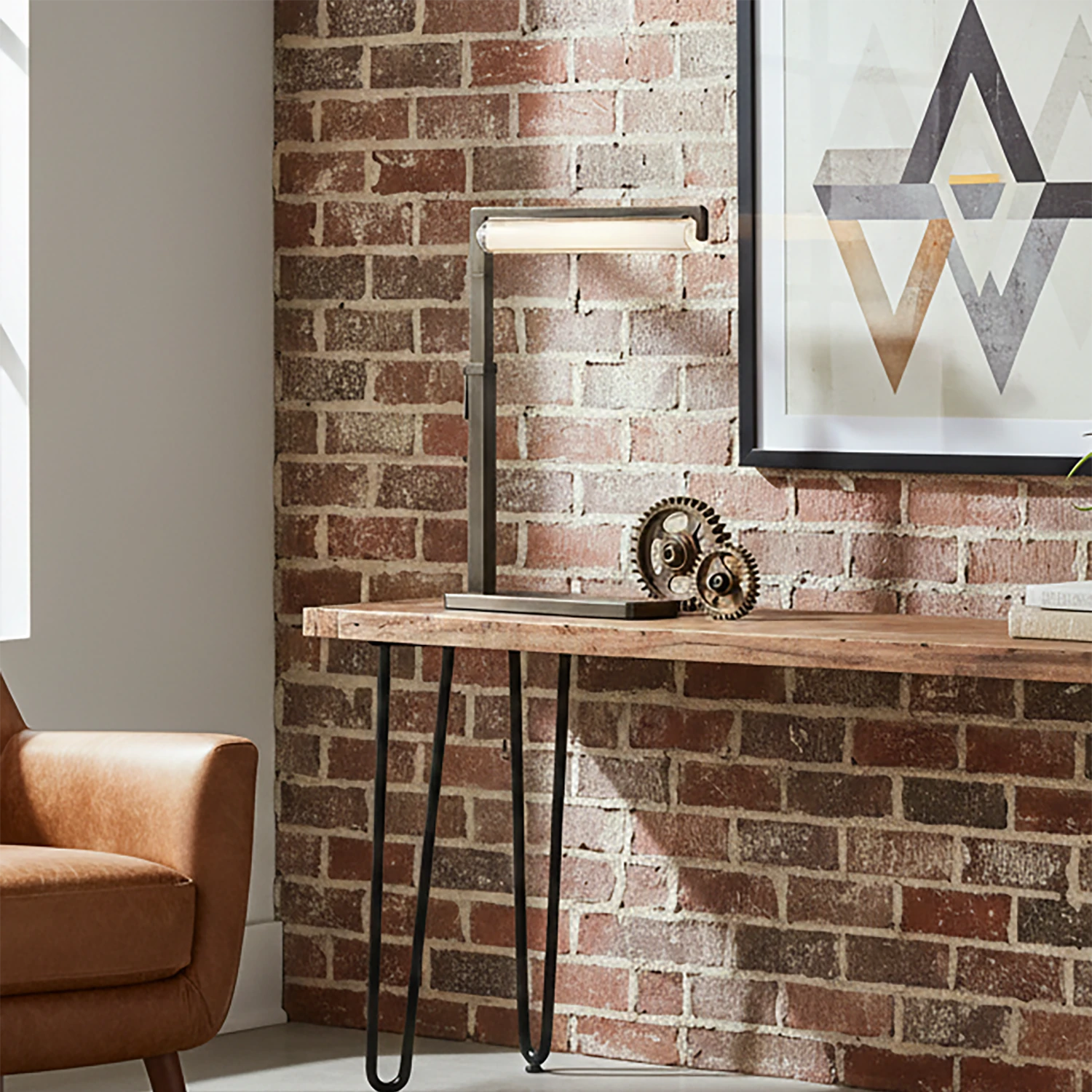 Audobos Glass Task Table Lamp - Industrial Loft Red Brick Wall Desk | HoaiLamp