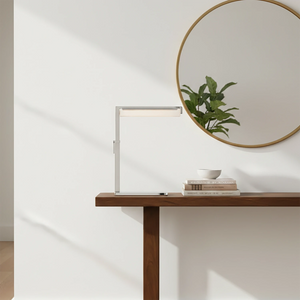 Audobos Glass Task Table Lamp - Minimalist Entryway Console Table Round Mirror | HoaiLamp