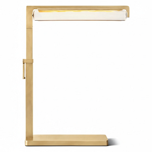 Audobos Glass Task Table Lamp - Studio White Background Brushed Brass | HoaiLamp