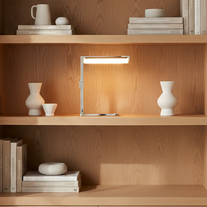 Audobos Glass Task Table Lamp - Wooden Bookshelf Display Shelf Decor | HoaiLamp