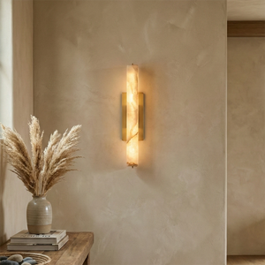 Audon Natural Linear Alabaster Stone Wall Sconce - Minimalist Entryway Plaster Wall Vignette Pampas Grass | HoaiLamp