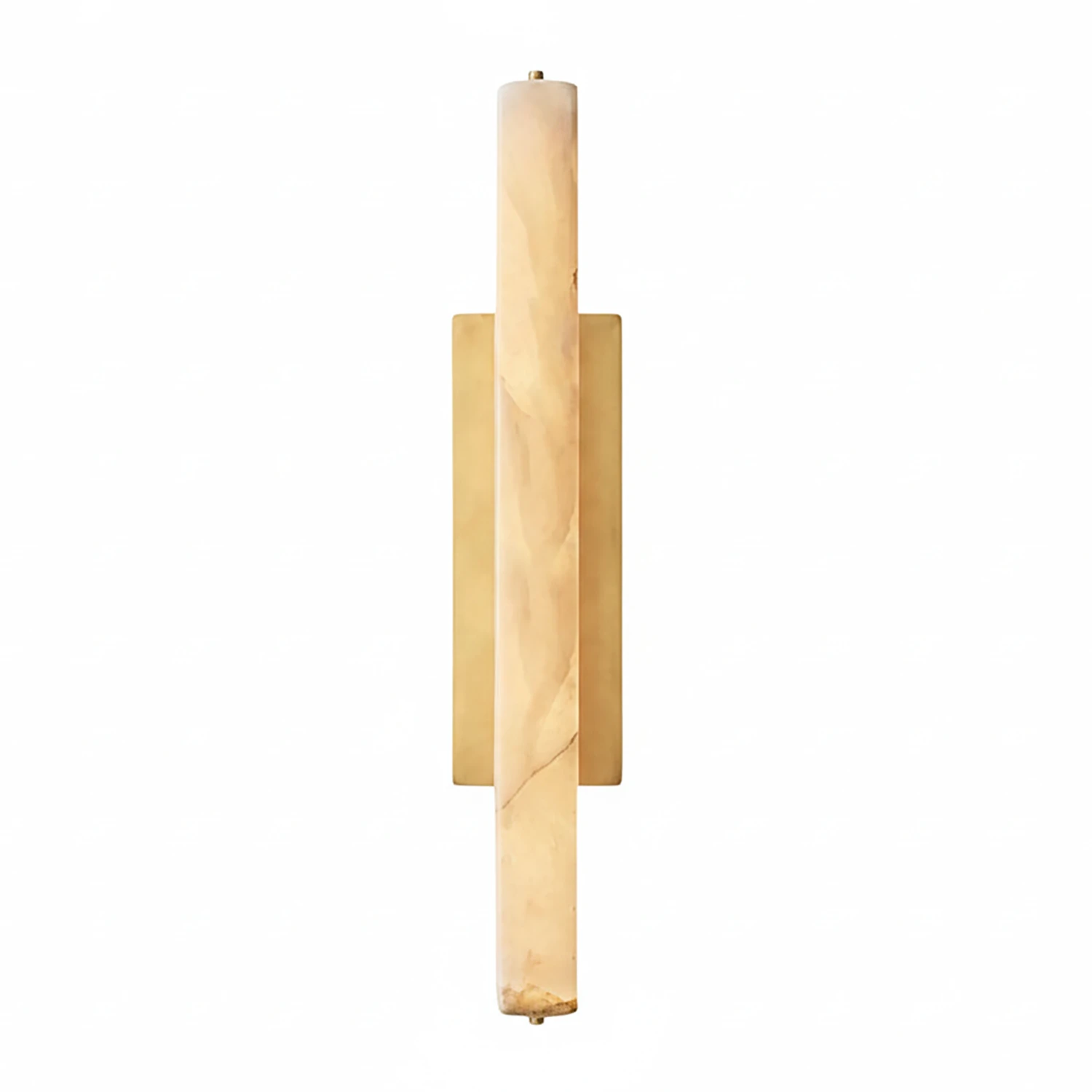 Audon Natural Linear Alabaster Stone Wall Sconce - Studio White Background Slim Rectangular Gold Brass Unlit | HoaiLamp