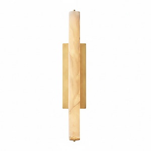 Audon Natural Linear Alabaster Stone Wall Sconce - Studio White Background Slim Rectangular Gold Brass Unlit | HoaiLamp