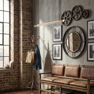 Audubon Crystal-Glow Multi-Bar Linear Chandelier - Industrial Loft Entryway Exposed Brick Wall Gear Decor | HoaiLamp