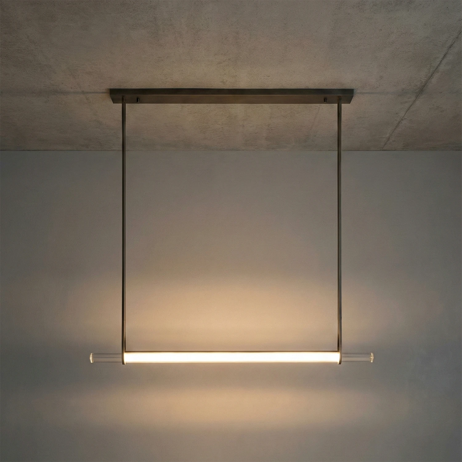 Audubon Crystal-Glow Multi-Bar Linear Chandelier - Studio Dark Gray Backdrop Matte Black Single Bar Lit | HoaiLamp