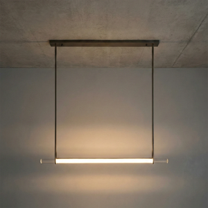 Audubon Crystal-Glow Multi-Bar Linear Chandelier - Studio Dark Gray Backdrop Matte Black Single Bar Lit | HoaiLamp