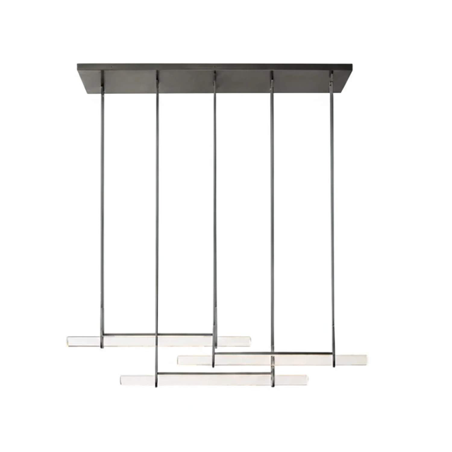 Audubon Crystal-Glow Multi-Bar Linear Chandelier - Studio White Background Matte Black Multi Bar Cascading Configuration | HoaiLamp