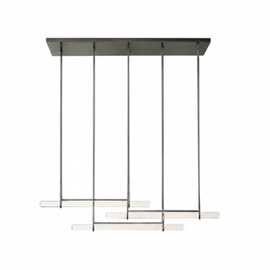 Audubon Crystal-Glow Multi-Bar Linear Chandelier - Studio White Background Matte Black Multi Bar Cascading Configuration | HoaiLamp