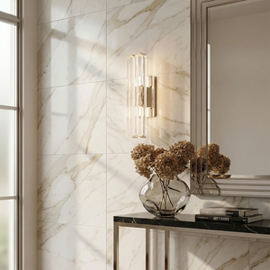 Audubonne Minimalist Crystal Column Sconce - Bright Foyer Console Table Dried Flowers Decor | HoaiLamp